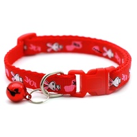 Kalung Lonceng Aplikasi Motif Kelinci Warna-warni dari Nilon Solid Color untuk Kucing dan Anjing Kecil