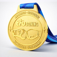 Médaille de boxe en or gravée sur mesure avec logo en gros