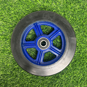 Roues <span class=keywords><strong>de</strong></span> chariot en caoutchouc sans chambre à air solides et durables, résistantes et anti-crevaison, avec moyeu en fonte - Product Image 6
