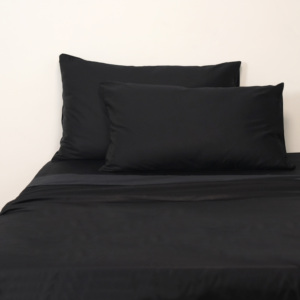 Juego de Sábanas de Cama Modernas de <span class=keywords><strong>Algodón</strong></span> 100% de 400 Hilos, Color Negro, Sedoso y Lujoso, 4 Piezas, Personalizado con Etiqueta Privada, Tejido - Product Image 2