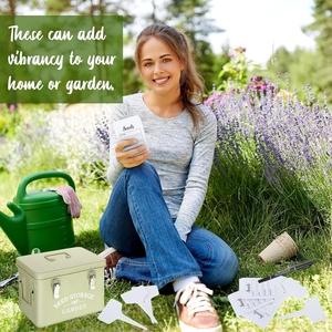 Green Metal Garden <strong>Seed</strong> <strong>Storage</strong> Box <strong>Seed</strong> Packet <strong>Storage</strong> with Lid and Lock for Gardening Organization - Product Image 4
