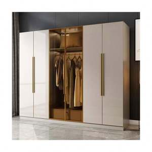 YALIG Made in China <b>Matte</b> <b>Lacquer</b> Painted Finished Room Cabinet Glass Door Wooden Wardrobe - Product Image 1