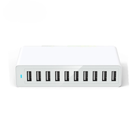 Chargeur mural USB 5V 12A 60W Chargeur USB 10 ports Ports USB intelligents pour plusieurs appareils Téléphone intelligent Tablette Ordinateur portable