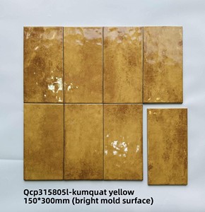 تصميم جديد لسلسلة البلاط الفسيفسائي البورسلين الأصفر بنمط اللوحات الزيتية، بلاط غير زلق بسمك 8 مم للفنادق والمطابخ وجدران الفناء والمستودعات - Product Image 1