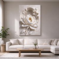 Tableau mural en toile Pivoine Blanche, imprimé floral veiné doré, encadré en bois, rectangle, pour la maison, la chambre et le salon