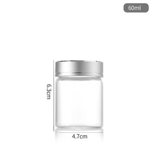 Pot en verre transparent de 50 ml, forme cylindrique, avec bouchon à vis, récipient cosmétique, diamètre 4,7 cm, hauteur 5,3 cm - Product Image 2