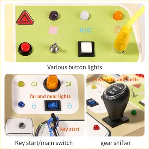 Tavola Sensoriale in Legno per Bambini con Pulsanti Luminosi LED e Simulatore di Guida Auto, Giocattolo Educativo, <span class=keywords><strong>Regalo</strong></span> per Bambini e Feste - Product Image 5
