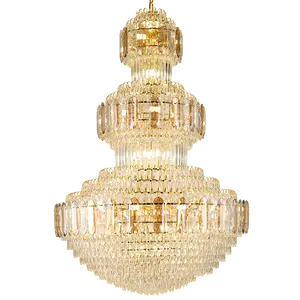Modern Luxury Nordic Gold Pendant Light Chandelier Custom Crystal Hotel Wedding Church Home Decoration LED Light Source