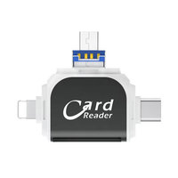 Adaptador OTG de tarjeta de memoria SD TF 4 en 1 de Metal R015 para IPhone Android Linux USB A/8 pines/Micro/tipo C a convertidor de lector de tarjetas SD TF