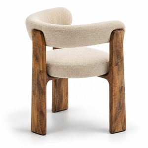 Chaise de salle à manger moderne en bois de frêne rembourrée en bouclette avec dossier haut et courbé pour restaurants et salles à manger d'hôtels - Product Image 3
