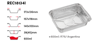 Barquettes Alimentaires Jetables Ovale 600 ml en Aluminium 18x13x4 cm pour Emballage, Modèle Rec18134i