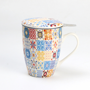 מותאם אישית רטרו בוהמיאן בסגנון רטרו בוהמיאן ספל תה מקרמיקה עם infouser תה מקרמיקה מסנן תה של ספלי מיוצר על ידי מותאם אישית - Product Image 4