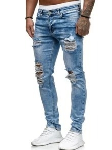 Venta al por mayor de los hombres 100% algodón lavado roto agujero <span class=keywords><strong>pantalones</strong></span> vaqueros <span class=keywords><strong>rasgados</strong></span> con detalle de bolsillo - Product Image 2