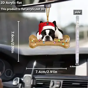 2D acrylique plat pendentif voiture décoration pendentif os chien sac à dos porte-clés décoration le meilleur cadeau pour les cadeaux de vacances