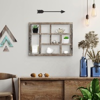 Étagère de rangement multi-fentes en bois rustique Cube affichage 9 compartiments boîte d'ombre étagère murale pour Collection décor de ferme