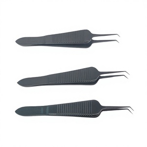 Pinces droites et courbées manuelles à revêtement céramique, en acier inoxydable, certifiées CE, instruments chirurgicaux pour greffe de cheveux - Product Image 3