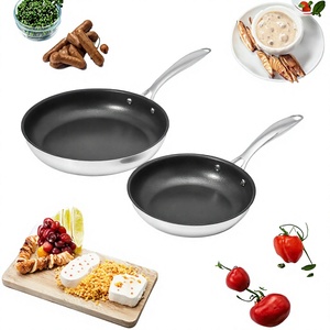 Juego de Sartenes Antiadherentes de Acero Inoxidable de 2 Piezas, Directo de Fábrica, Compatible con Inducción, Apto para Horno, para Hogar y Jardín - Product Image 1