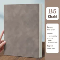 Cuaderno A5 grueso con logotipo personalizado, bloc de notas para reuniones de negocios, cuero PU tipo piel de oveja, encuadernado con hilo, 100 hojas, artículos de papelería para regalo.