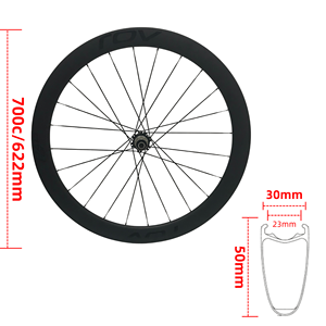 Jante en carbone T1100 50mm de profondeur frein à disque à verrouillage central à travers le moyeu de l'essieu 700c paire de roues de VTT en fibre de carbone - Product Image 2