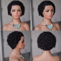 Perruques Bob coupées sans colle, fabriquées à la machine, en cheveux brésiliens vierges Remy noirs naturels, avec dentelle HD pour femmes