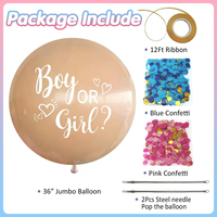 Ballon géant noir de 36 pouces pour révélation du sexe (garçon ou fille), grands ballons en latex pour garçons et filles, fournitures de décoration pour fête de révélation du sexe