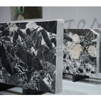 Dalle de marbre naturel noir et blanc poli moderne pour comptoir de cuisine, salle de bain, mur de salon, dalle entière
