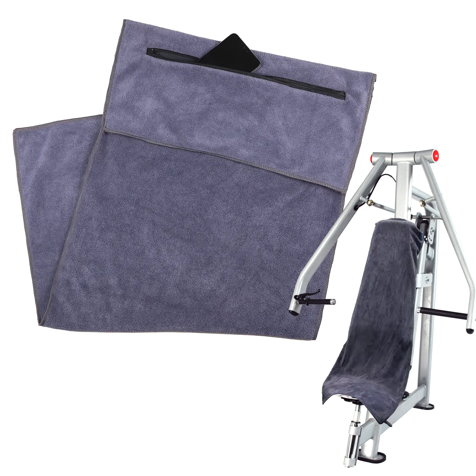 Serviette de sport de luxe à séchage rapide Serviette de sport personnalisée en microfibre avec poche zippée