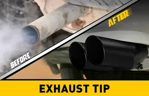 Pièces de rechange pour voiture : Embout d'échappement arrière pointu noir mat en acier inoxydable à double sortie, accessoire décoratif automobile - Product Image 5