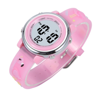 Jam Stopwatch Olahraga LCD OEM/ODM untuk Anak, Tahan Air 3BAR, PC, Lampu Luminous, Alarm, Kronograf, Layar Digital, Tali Plastik
