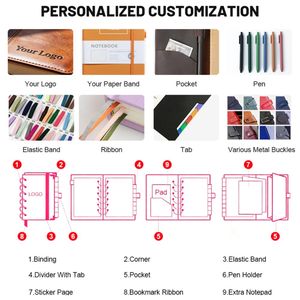 Цветной прозрачный блестящий планер-органайзер A6/A5 с застежкой-молнией, мягкие ПВХ-папки с блестками, 6 кольцами для альбома/офиса/школы - Product Image 5