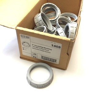 PLC Lot of 24 Hubbell <strong>1408</strong> Insulating Bushing 2" Gray Retardant Polypropylene Warranty Product - Product Image 1