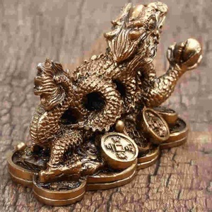 Statue de dragon doré du <span class=keywords><strong>zodiaque</strong></span> chinois, en aluminium, murale, mobile, décoration de bureau à domicile, Feng Shui, 2 pièces, YLM3005 - Product Image 2