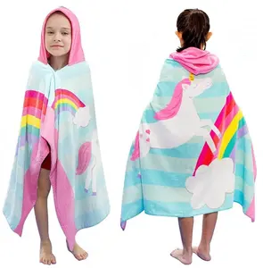 Telo da bagno da spiaggia con cappuccio per bambini bambini ragazzi ragazze da 3 a 12 anni cotone assorbente Super morbido per bagno/piscina/spiaggia