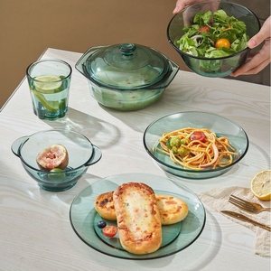 Tazón de Vidrio con Tapa y Asa Azul, Resistente a Altas Temperaturas, Apto para Microondas, para Sopa, Ensalada, Frutas - Product Image 3