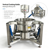 Marmite de cuisson inclinable à agitation, chauffage électrique, vapeur et gaz, avec agitateur planétaire multi-griffes et cuve à double enveloppe
