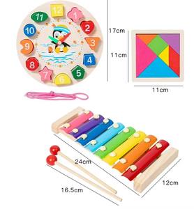 Factory Outlet Montessori educazione precoce per bambini xilofono in legno giocattolo e sagomato cognitivo Puzzle Set di 11 tipi - Product Image 2