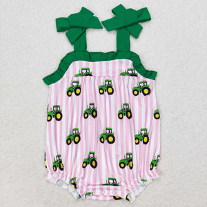 Ensembles d'été décontractés pour bébés et tout-petits, imprimés tracteur de ferme, tenues assorties pour frères et sœurs, barboteuses bulles, vêtements de boutique pour enfants en gros - Product Image 3