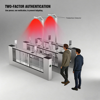 Lecteur de cartes de porte à double vérification HCW High Speed Gate AB, code QR, reconnaissance faciale, anti-tailgating, temps de barrière 0,2s, acier inoxydable