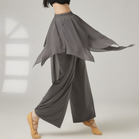 Pantalon de danse moderne pour femme, coupe ample, avec jupe intégrée, pour la pratique et la performance, style classique moderne, jambe large
