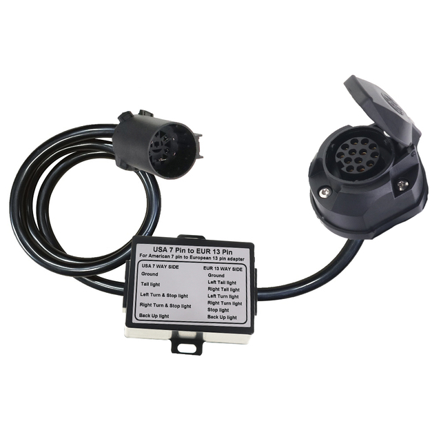 Hot-Selling Trailer Adapter 7 to 13 Trailer Connector Light Converter USA 7Pin Plug to EUR 13 Pin Socket Adapter