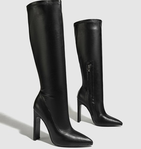 Bottes hautes marron et noires tendance pour femme, sexy, à bout pointu, avec fermeture éclair longue, tailles 35-42 - Product Image 6