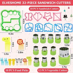 32pcs Diy Stainless Steel Fruit Cutter Cookie Cutter Plastic Sandwich Cutter Set <b>for</b> <b>Kids</b> <b>Lunch</b> Bento Tools - Product Image 6