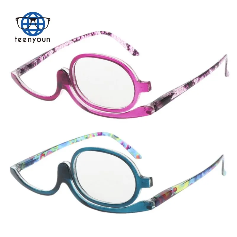 Teenyoun Fashion Women Makeup Presbyopic 1.00 To 4.0 Reading Glasses Rotatable Flip Eyewear