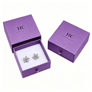 Exquisite Signature Style Earring Box Sliding Matchbox Design Custom Artwork Printed Rigid Jewelry Sleeve Box Wholesale Factory - Product Image 4