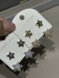 Orecchini a Stella alla Moda Placcati Oro con Cristalli e Strass in Lega, Gioielli Unisex - Product Image 3