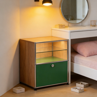 Table de chevet modulaire multifonctionnelle en acier inoxydable de style nordique, dotée d'une construction moderne et durable, idéale pour le rangement dans la chambre