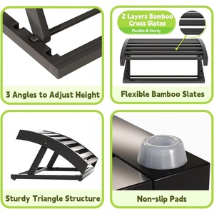 Reposapiés RUCHANG Ajustable para Debajo del Escritorio, de Metal Negro, para Oficina o Sofá - Product Image 3