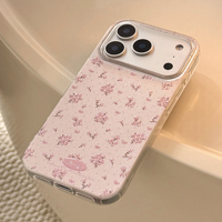 Coque de téléphone rose pailletée à motif de dessin animé pour 17/16/15/14/13/12 Pro Max, en TPU scintillant avec anneau magnétique, transparente et antichoc