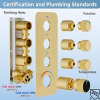 Système de Douche Double à Plafond 10 Pouces avec Douchette Inclinable 6 Pouces et Vanne Thermostatique à 3 Voies avec Commandes à Bouton Poussoir