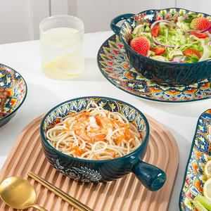 Billy Bohemian Hand-Painted Luxury Porcelain Dinnerware Set Freezer Safe Feature Spoon/Fork/Knife/Chopsticks Kit for Rice/Soup - Product Image 4